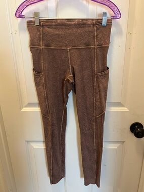 🍋LIKE NEW Lululemon Fast & Free Ice Wash Brown Earth Ice Dye 25" Tight II - Sz 6
